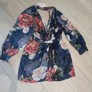 Zara Floral Women's Shorts - Blue and Red